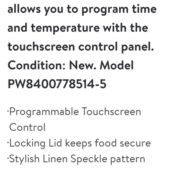 ❤️ New Pioneer Woman Linen Speckle 6Qt Slow Cooker - Picture 7 of 8